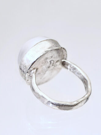 White Moonstone Silver Orb Ring