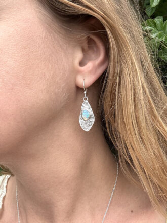 Opal Cosmic Silver Puddle Earrings