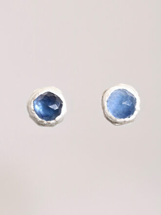 Rose Cut Sapphire Silver Stud Earrings