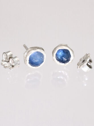 Rose Cut Sapphire Silver Stud Earrings