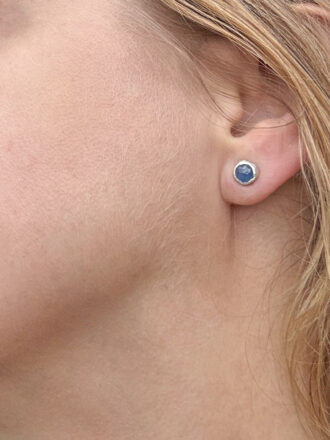 Rose Cut Sapphire Silver Stud Earrings