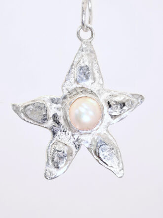 Silver Seastar With Pearl Necklace