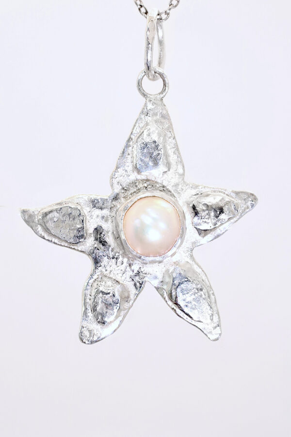 Silver Seastar With Pearl Necklace