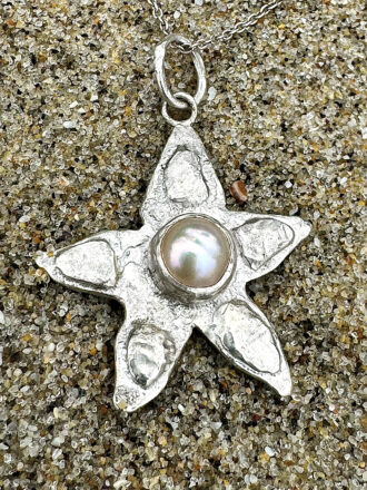 Silver Seastar With Pearl Necklace