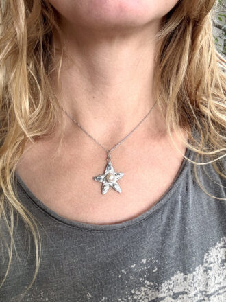 Silver Seastar With Pearl Necklace