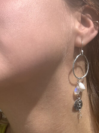 Silver Beach Seashell Hoop Earrings