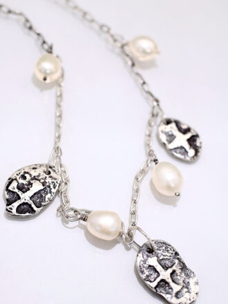 Silver Shipwreck Coin Pearl Necklace