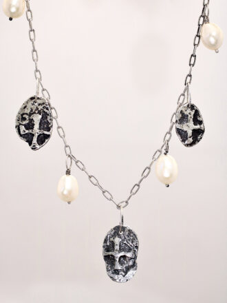 Silver Shipwreck Coin Pearl Necklace