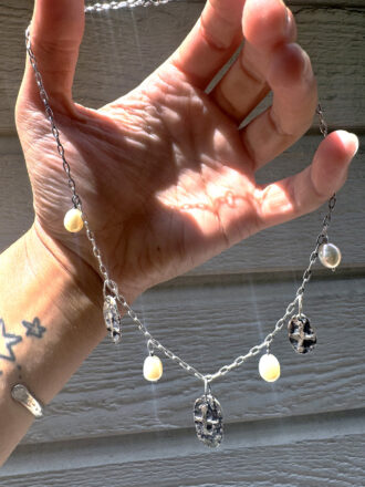 Silver Shipwreck Coin Pearl Necklace