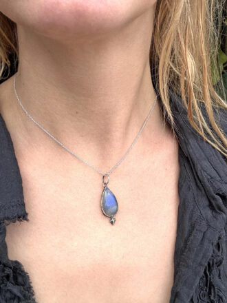 Silver Labradorite Starburst Necklace