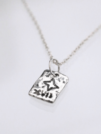 Silver Little Star Tarot Card Necklace