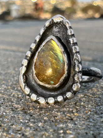 Silver Labradorite Storm Glow Ring