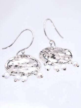 Surfer Silver Coin Pearl Earrings