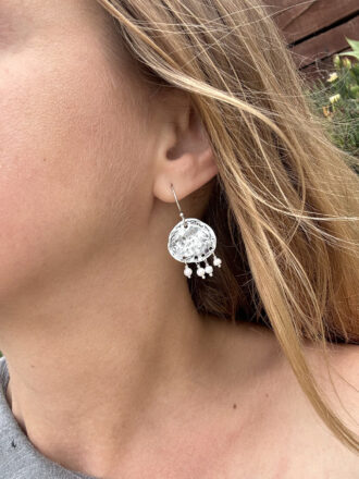 Surfer Silver Coin Pearl Earrings