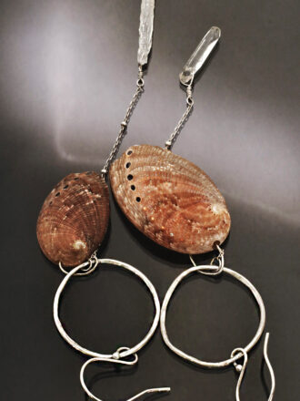 Silver Crystal and Abalone Hoop Earrings