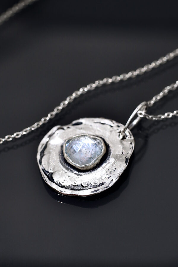 Aquamarine Silver Beach Coin Necklace