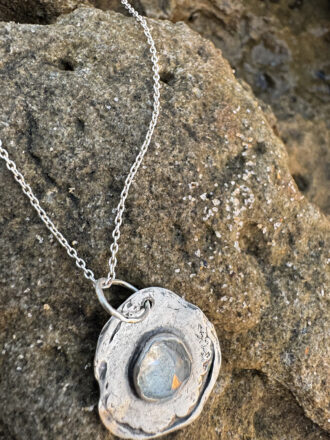 Aquamarine Silver Beach Coin Necklace