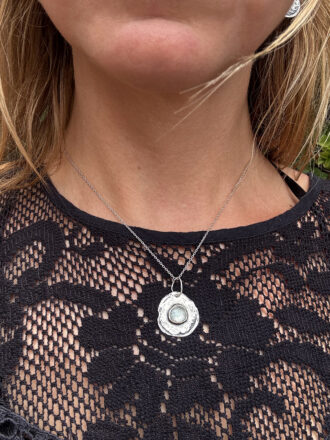 Aquamarine Silver Beach Coin Necklace