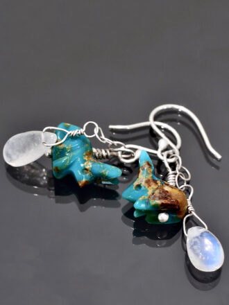 Rabbit in the Moon Silver Turquoise Earrings