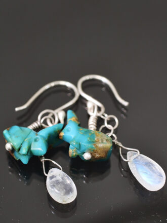 Rabbit in the Moon Silver Turquoise Earrings