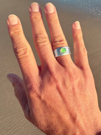 Silver Fairy Glow Chrysoprase Ring