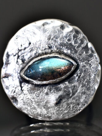 Silver Labradorite Eye Ring