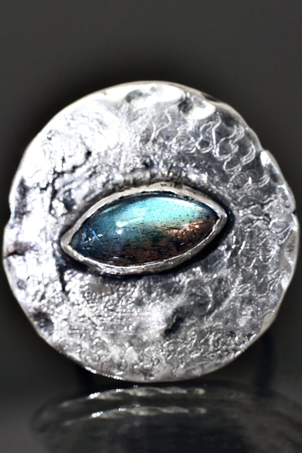 Silver Labradorite Eye Ring