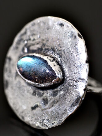 Silver Labradorite Eye Ring