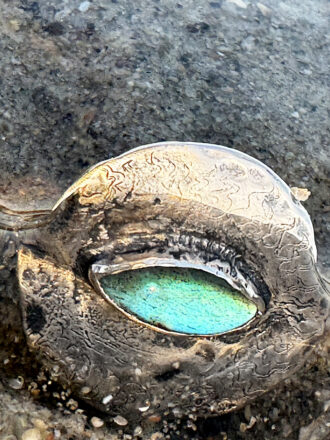 Silver Labradorite Eye Ring