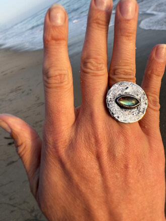 Silver Labradorite Eye Ring