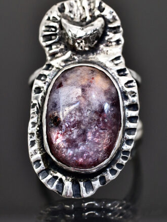 Silver Moon Over Iolite Sky Ring