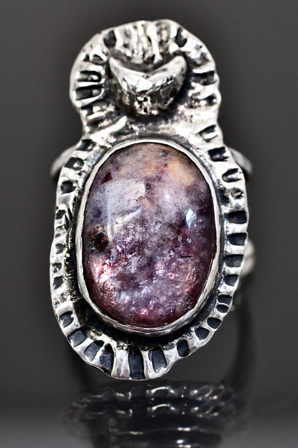 Silver Moon Over Iolite Sky Ring