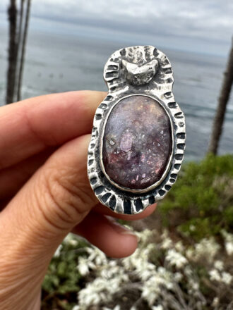 Silver Moon Over Iolite Sky Ring