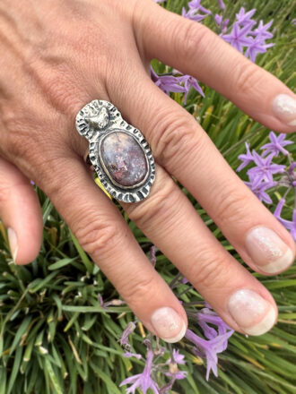 Silver Moon Over Iolite Sky Ring
