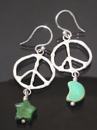 Silver Turquoise Peace in Night Sky Earrings