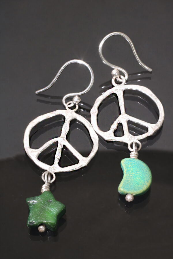 Silver Turquoise Peace in Night Sky Earrings