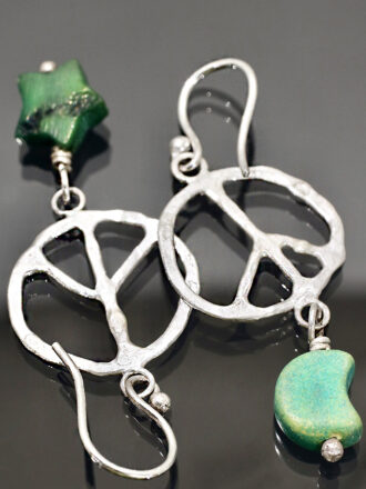 Silver Turquoise Peace in Night Sky Earrings