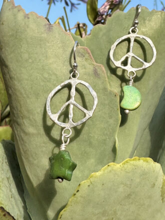 Silver Turquoise Peace in Night Sky Earrings