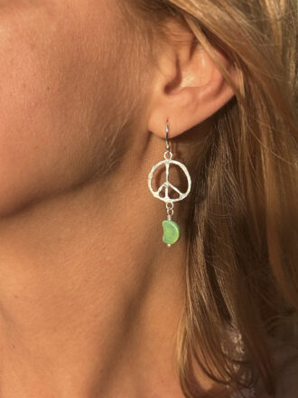 Silver Turquoise Peace in Night Sky Earrings