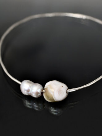 Beach Walk Silver Ocean Jasper Bangle Bracelet