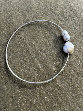 Beach Walk Silver Ocean Jasper Bangle Bracelet