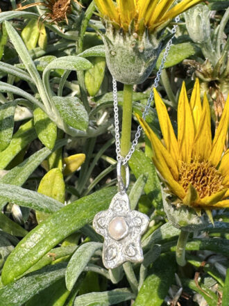 Little Ocean Blossom Silver Pearl Necklace