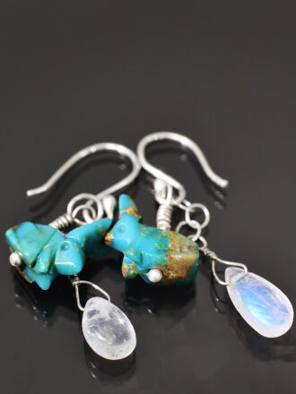 Rabbit in the Moon Silver Turquoise Earrings