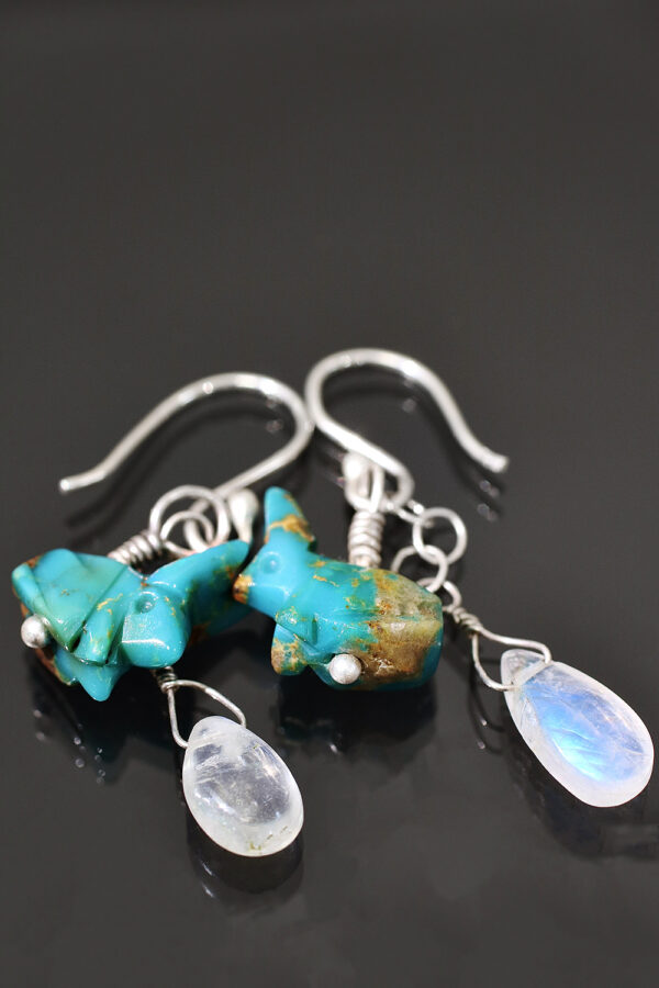 Rabbit in the Moon Silver Turquoise Earrings