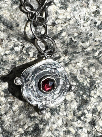 Silver Garnet Compass Necklace
