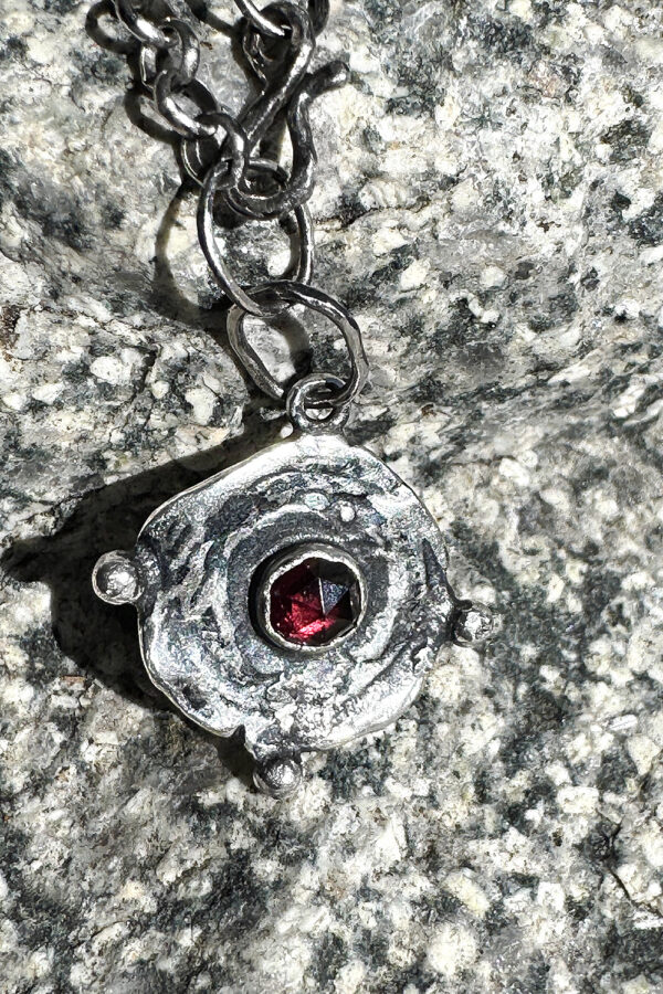 Silver Garnet Compass Necklace
