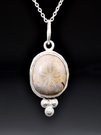 Little Fossilized Sand Dollar Silver Necklace