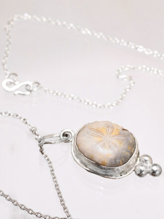 Little Fossilized Sand Dollar Silver Necklace