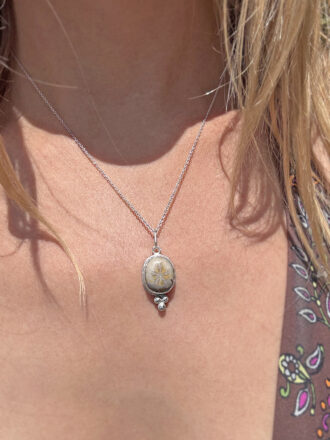 Little Fossilized Sand Dollar Silver Necklace