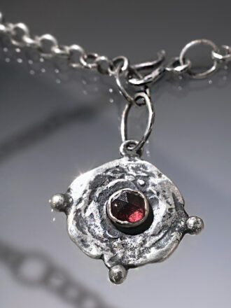Silver Garnet Compass Necklace